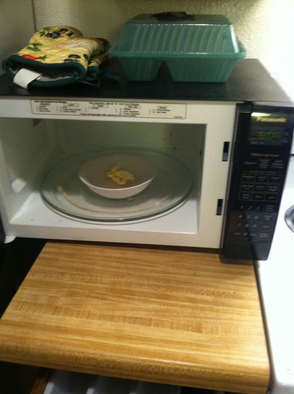 Melt butter in the microwave for about 10 seconds.