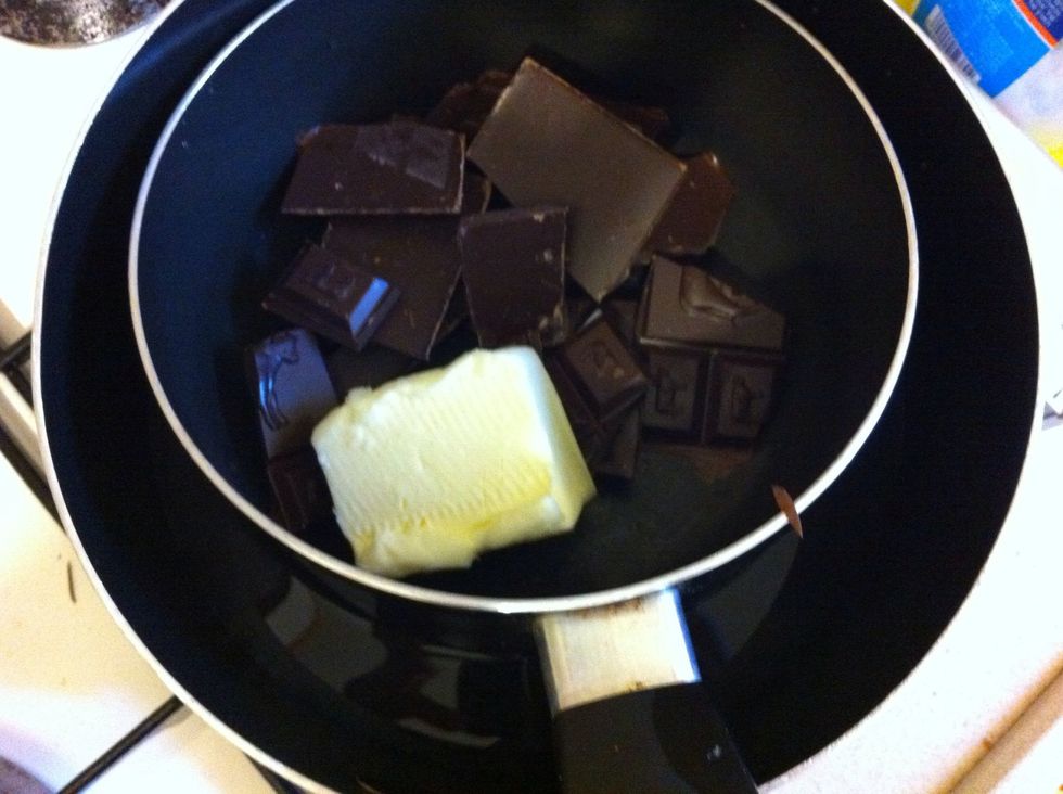 Melt chocolate and butter.