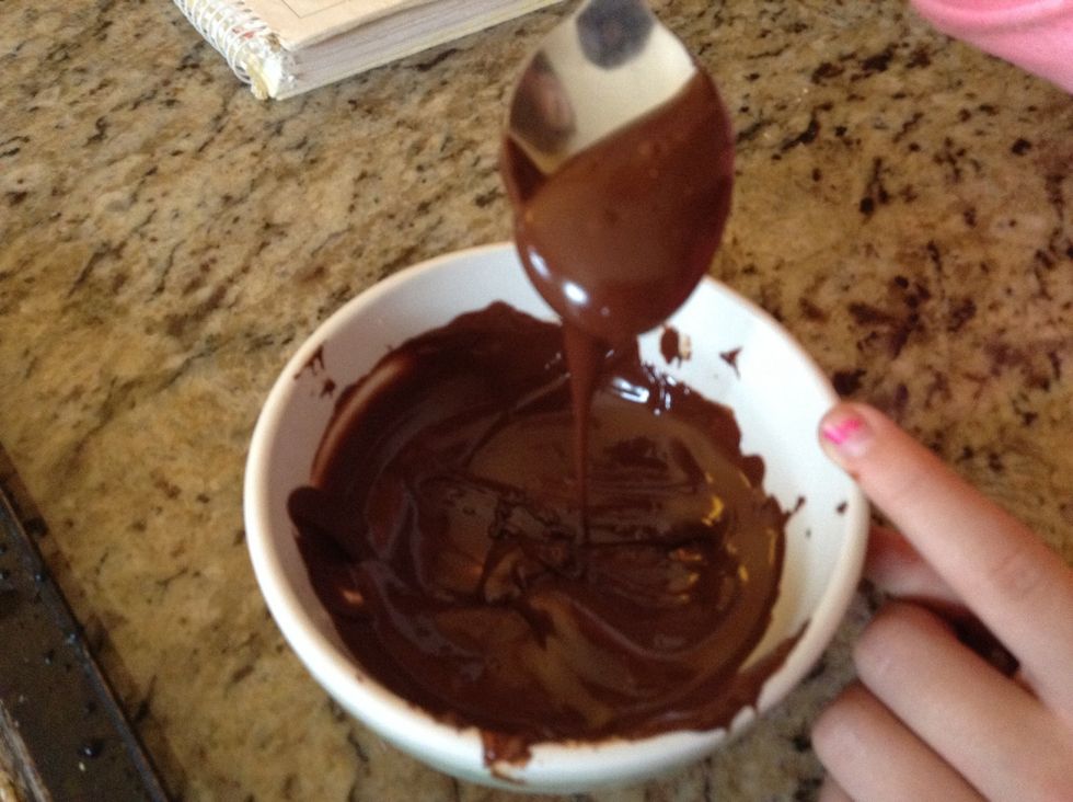 Melt chocolate chips so it looks like this