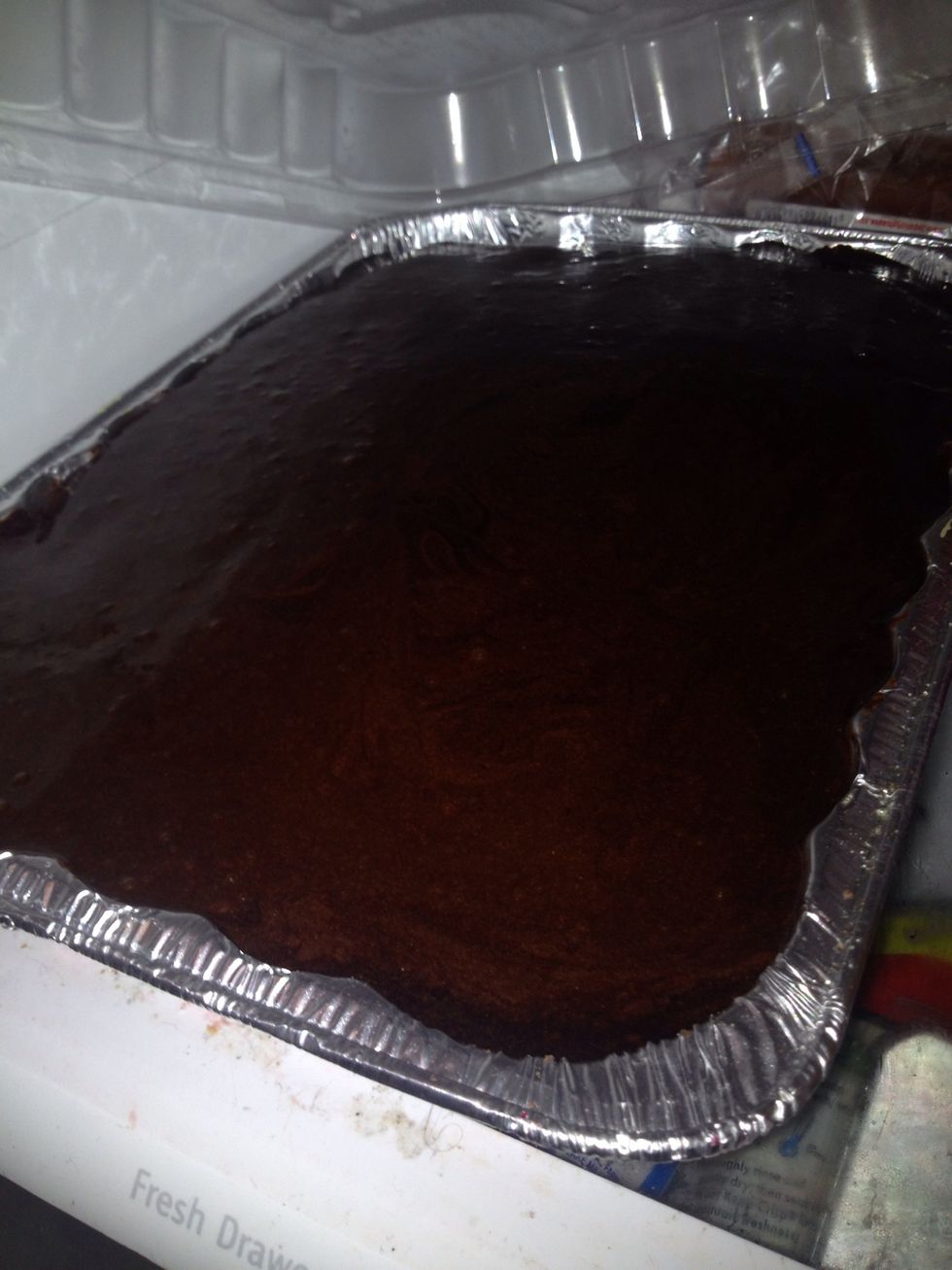 Melt chocolate frosting in microwave for 1 minute and pour over.