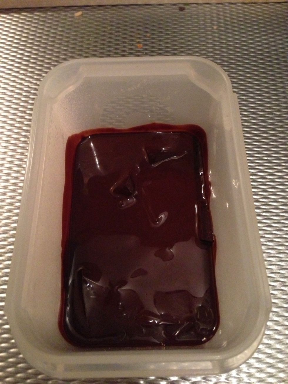 Melt chocolate. I took the easy way and put it in the microwave. Since I'm a chocolate addict, I used 86% dark chocolate. If you're not that picky you can choose a less expensive kind.