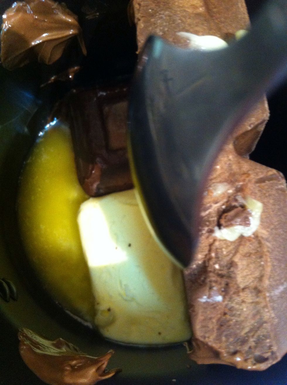 Melt chocolate with butter in a pan