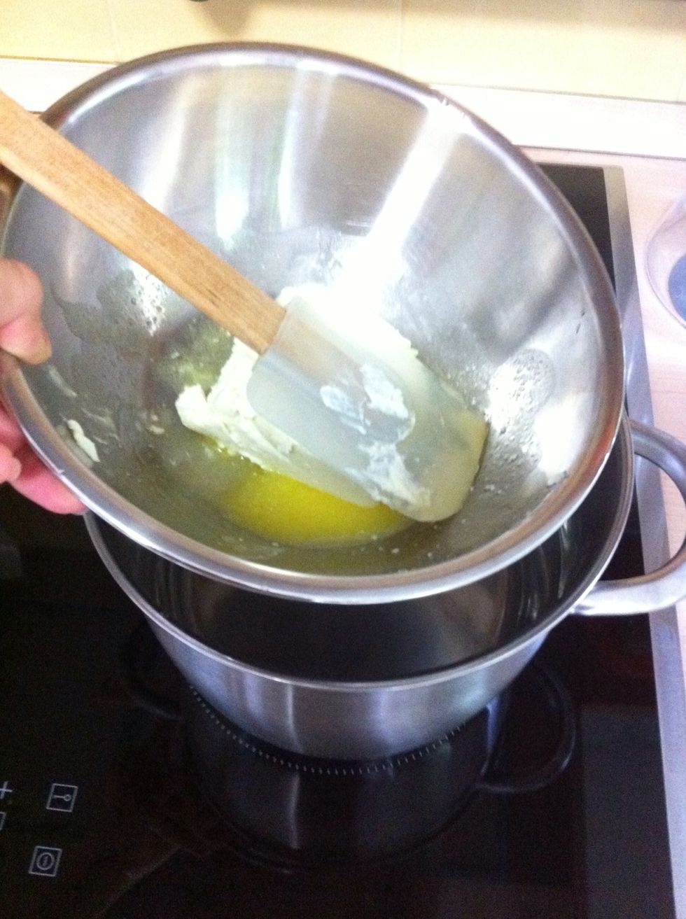 Melt cream cheese in and butter