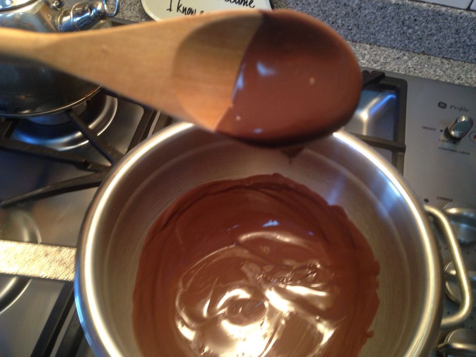 Melt dark chocolate in a metal or glass bowl over simmering water till completely melted.