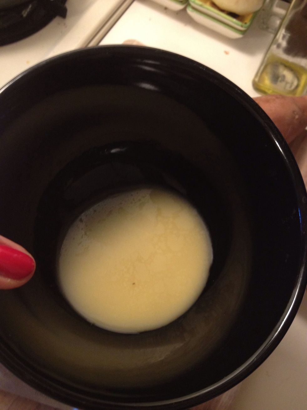 Melt earth balance in the microwave for 20 seconds