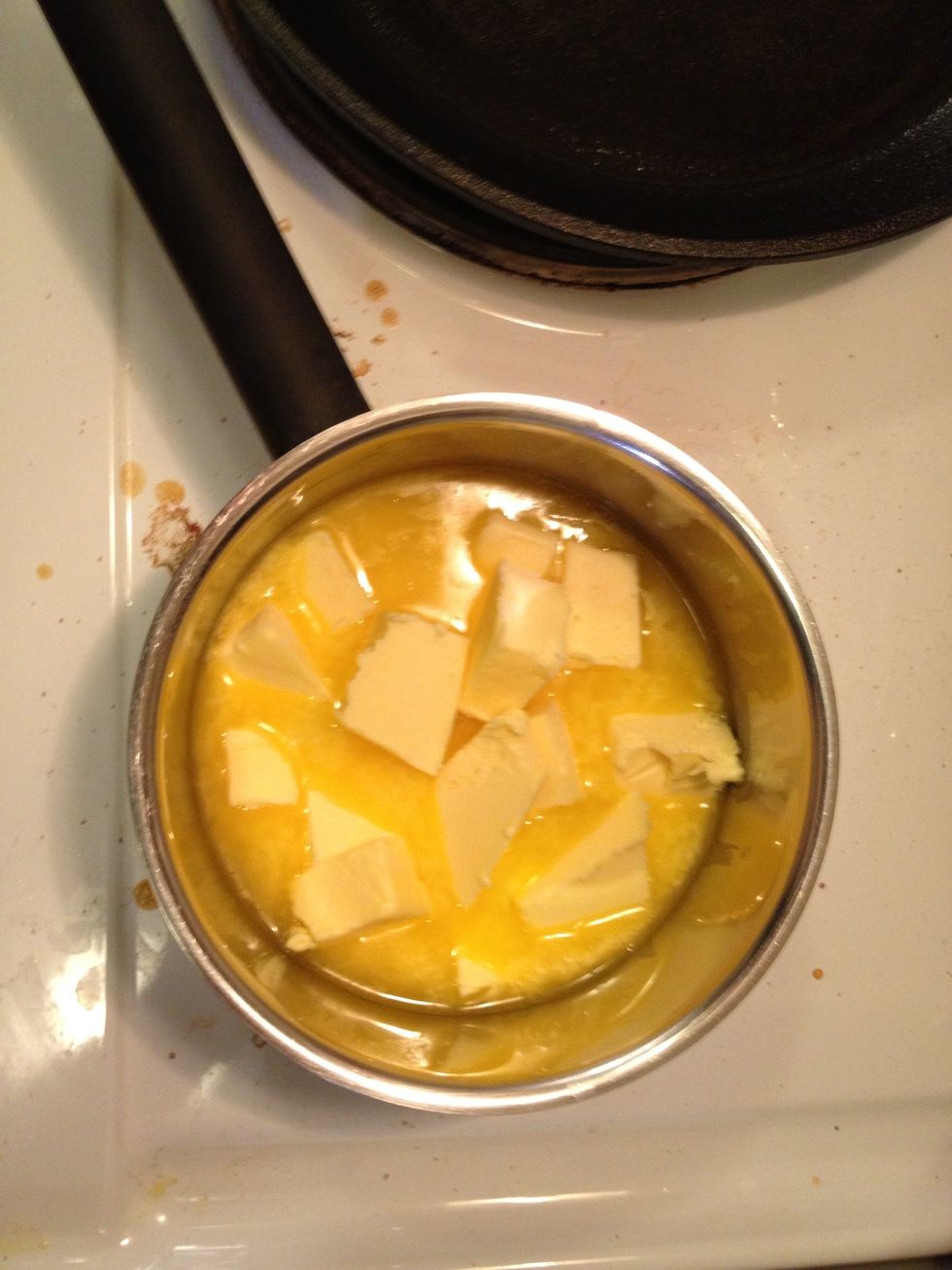 Melt half of the amount of the butter (I know my stove looks a mess)