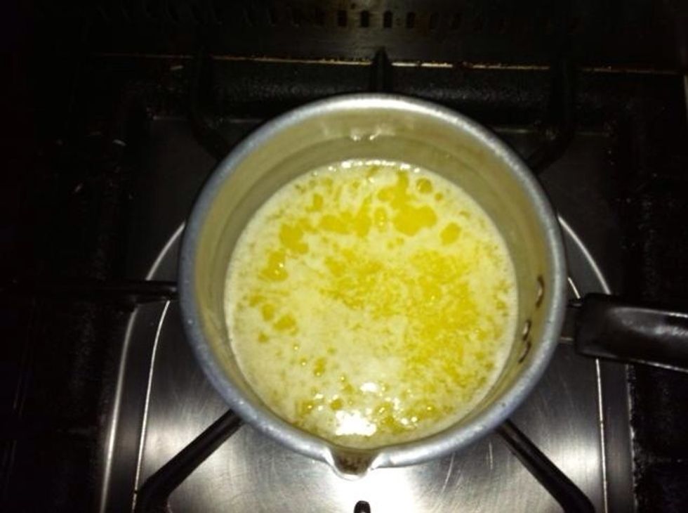 Melt half the butter ( 1/2 cup or 1 stick ) over medium high heat