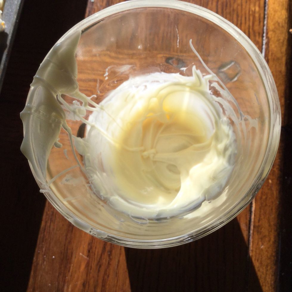 Melt in 15 seconds intervals until the white chocolate is fully melted and smooth.