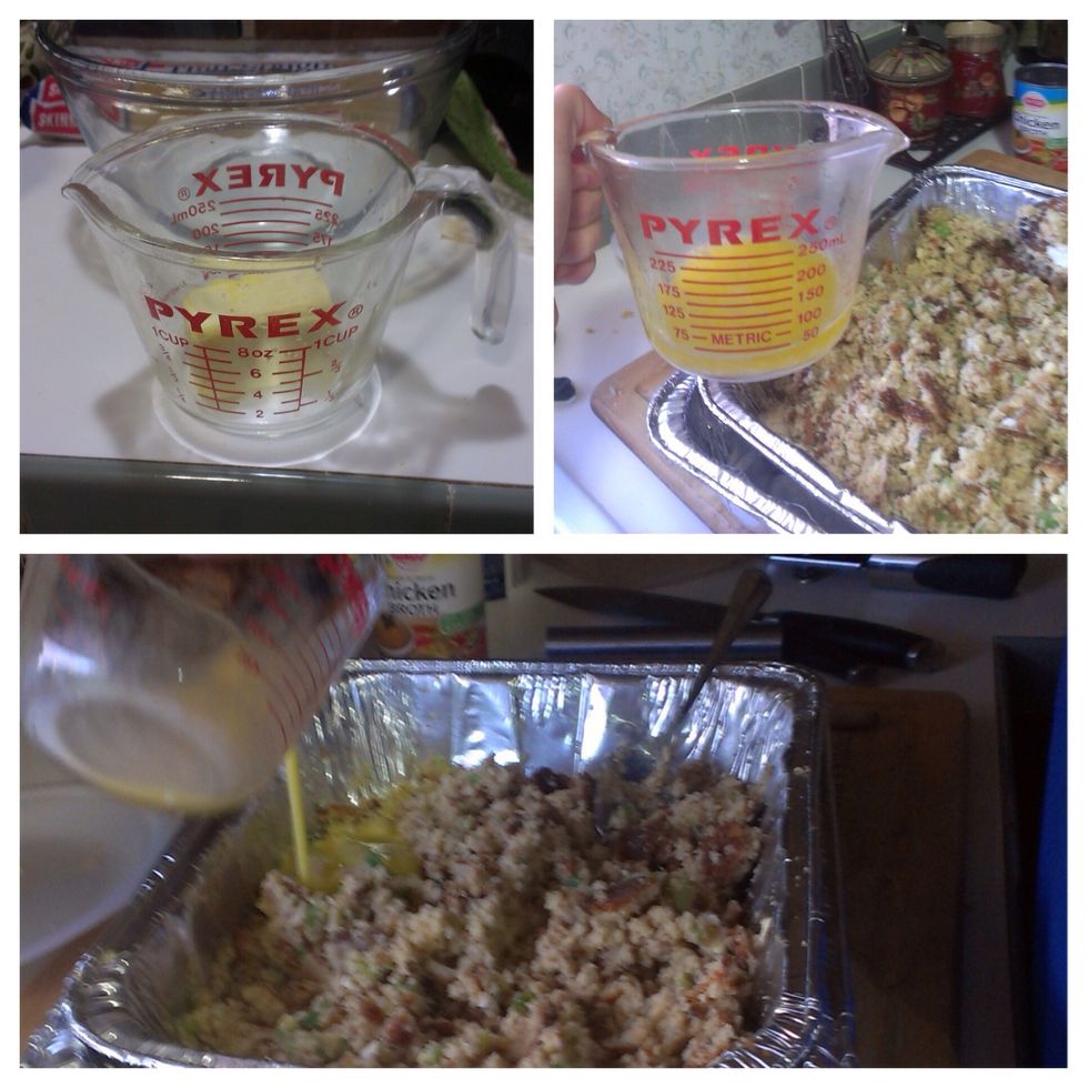 Melt margarine and pour into cornbread mixture