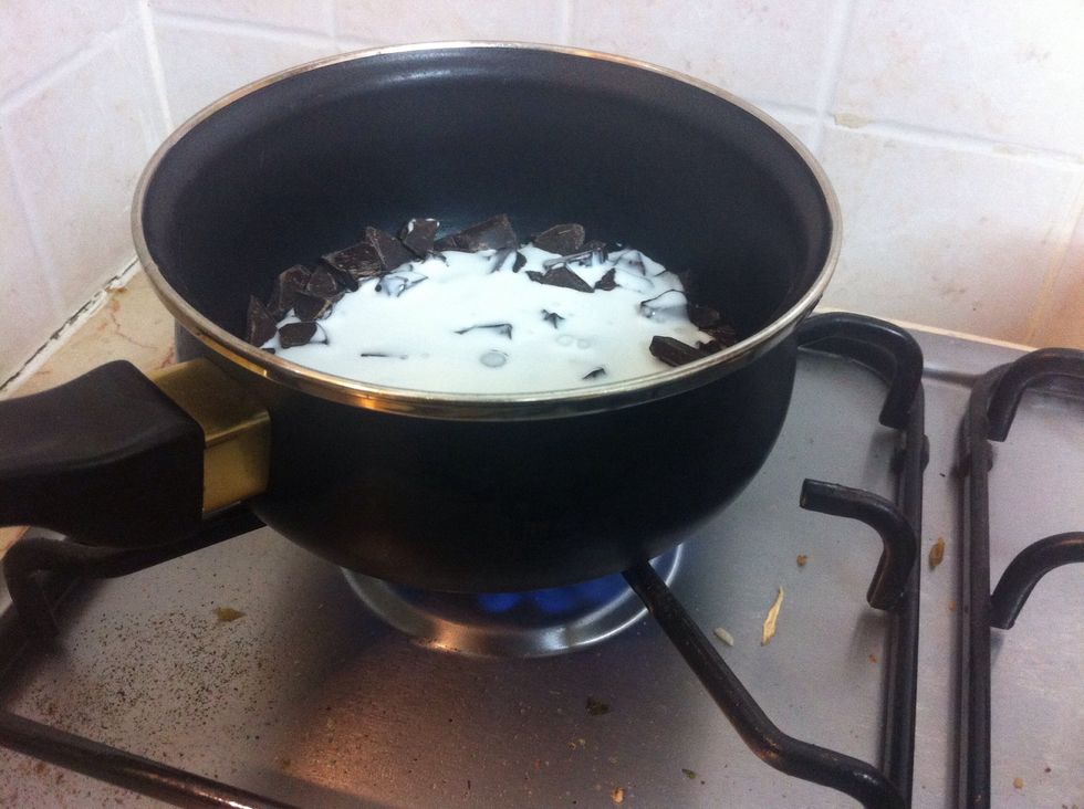 Melt on a low heat the chocolate and coconut cream