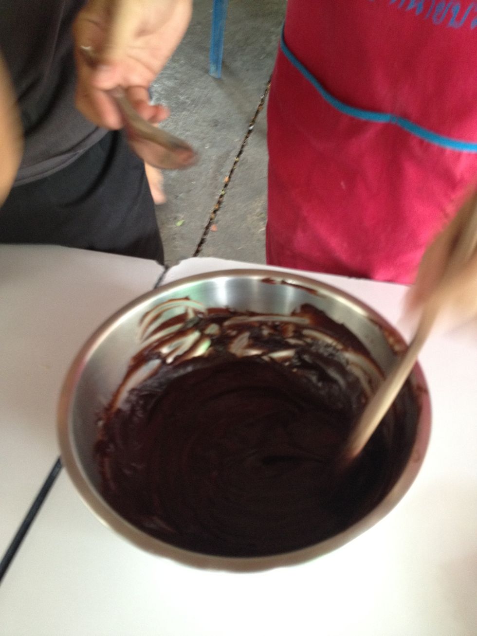 Melt some chocolate and whipping cream.
