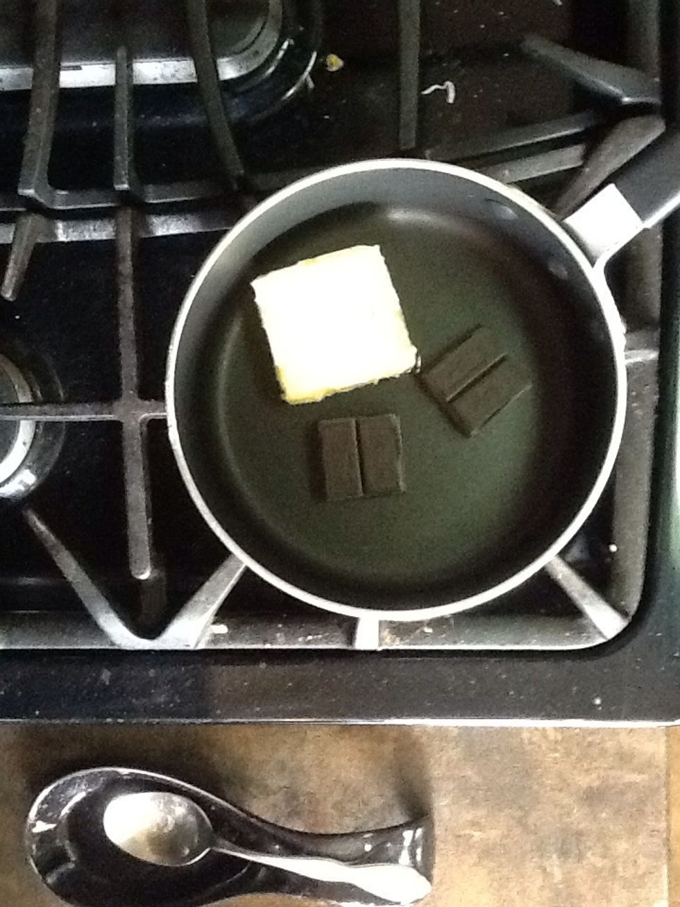 Melt the butter and chocolate in a large saucepan over low heat.