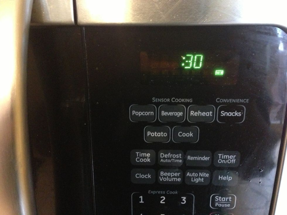 Melt the butter by nuking for thirty seconds. Check it, then give it another go if its not done.