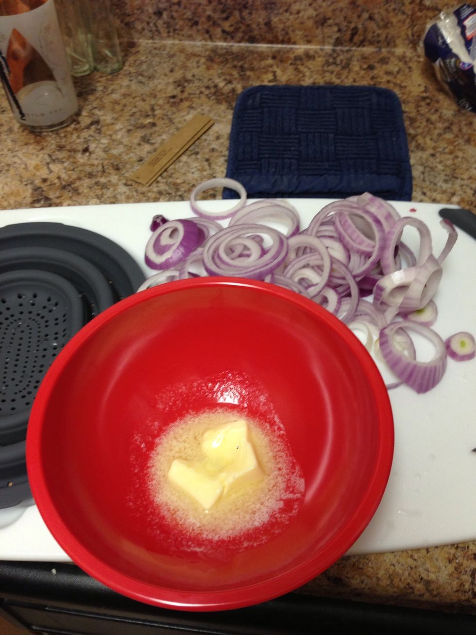 Melt the butter for 20 seconds in the microwave.
