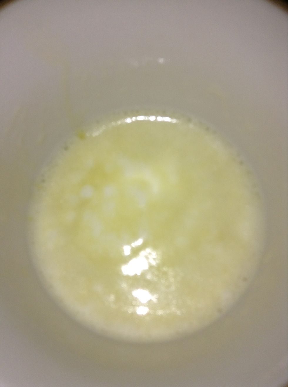 Melt the butter for one minute,Then let it cool.