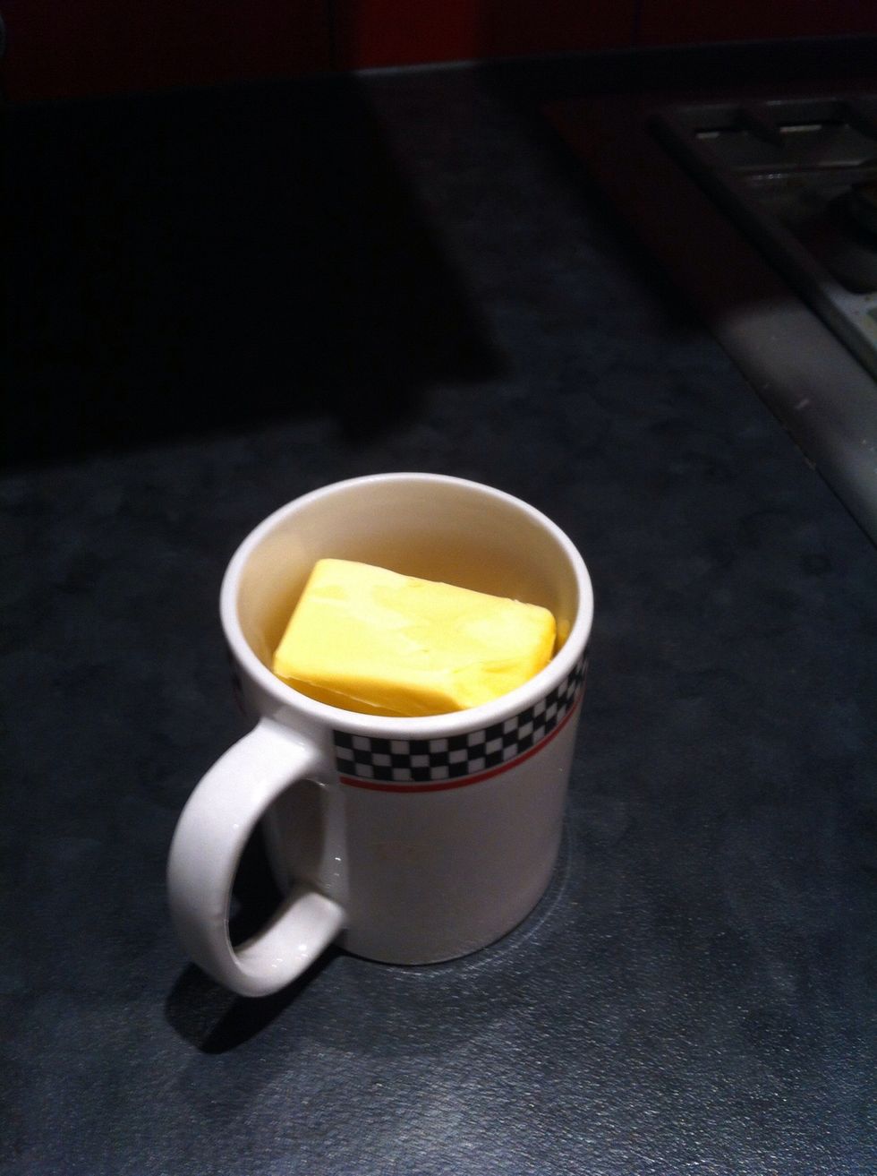 Melt the butter - I usually put it in a mug and microwave for 20 - 30 seconds