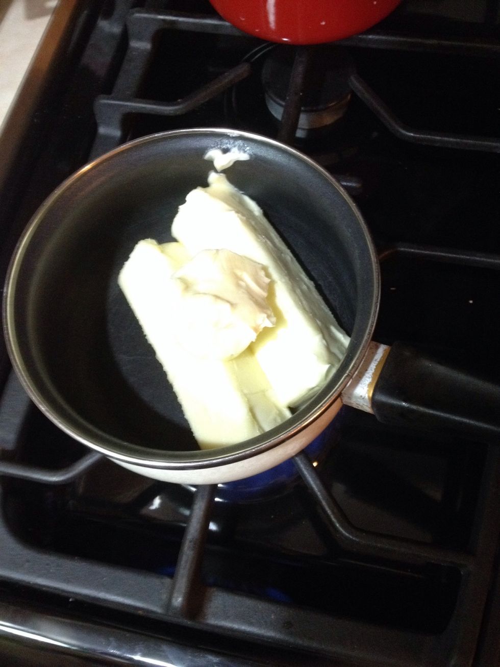 Melt the butter unsalted (this recipe is double because they need last more than a day in my house)