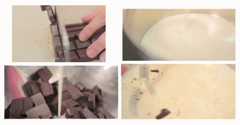 Melt the chocolate and double cream.