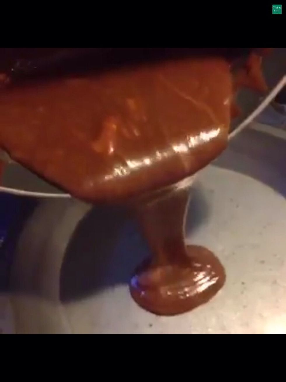 Melt the chocolate and pour it on top of the mixture.