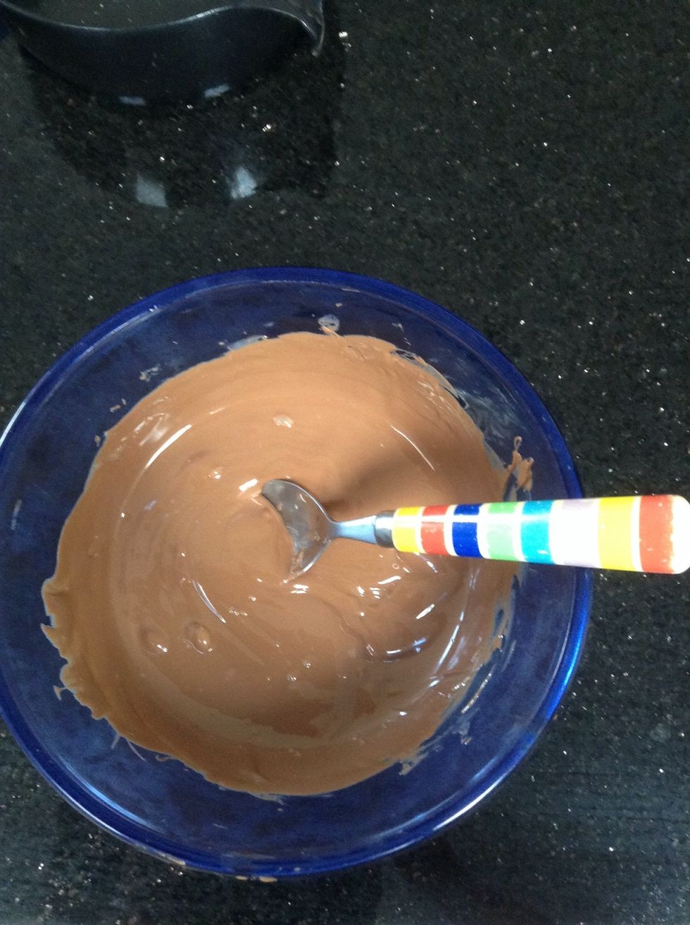 Melt the chocolate in the microwave, stirring often
