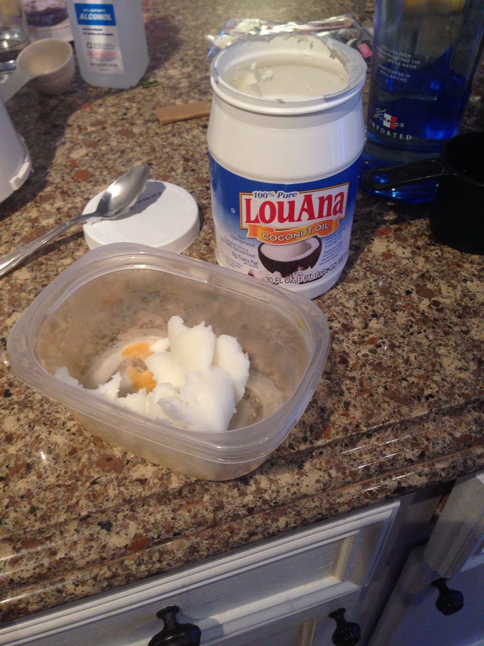 Melt the coconut oil, I used about a cup, but you can add however much you would like.