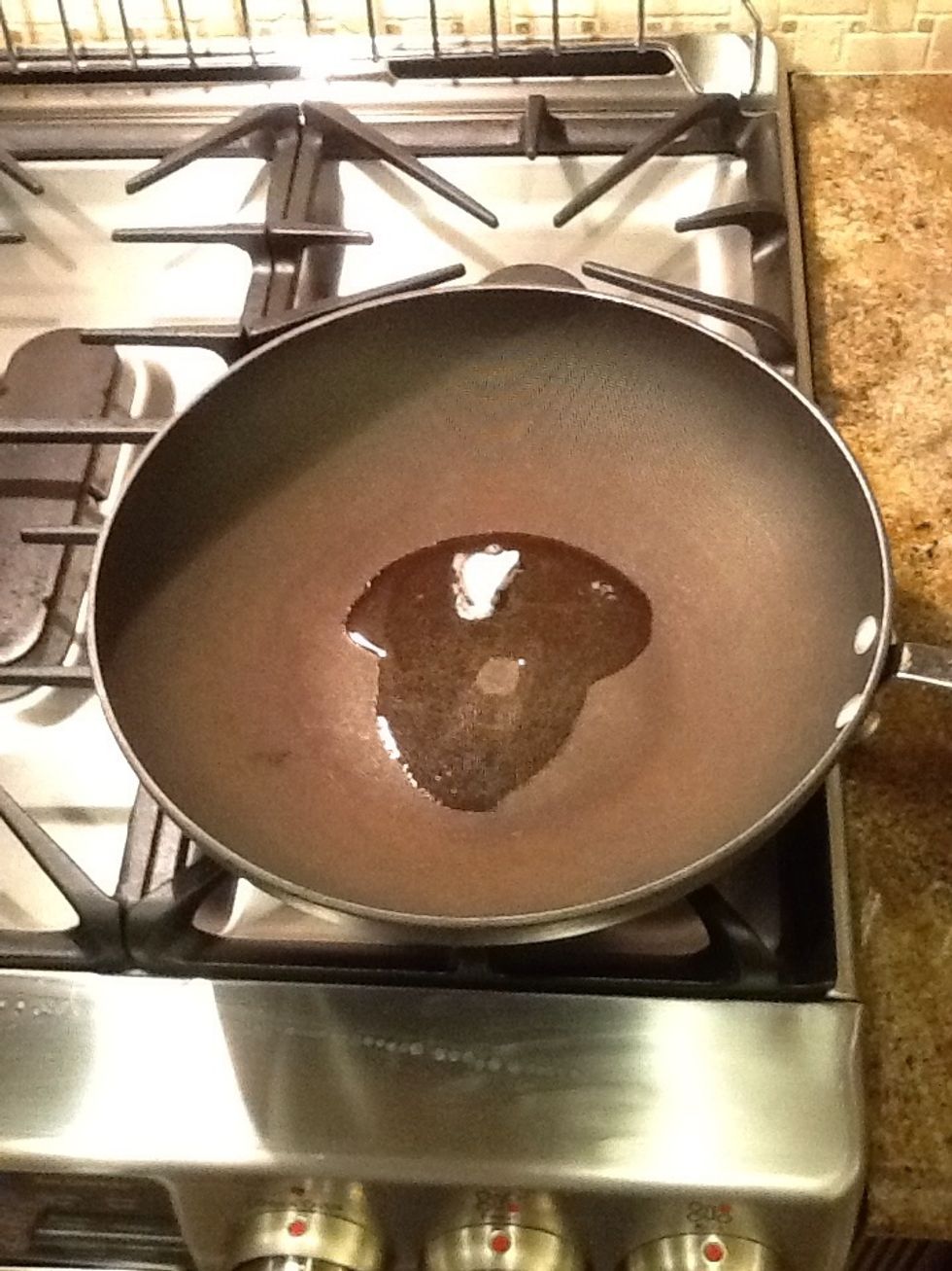 Melt the coconut oil in a pan