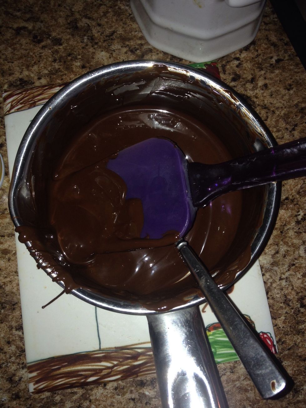 Melt the dark chocolate over medium heat