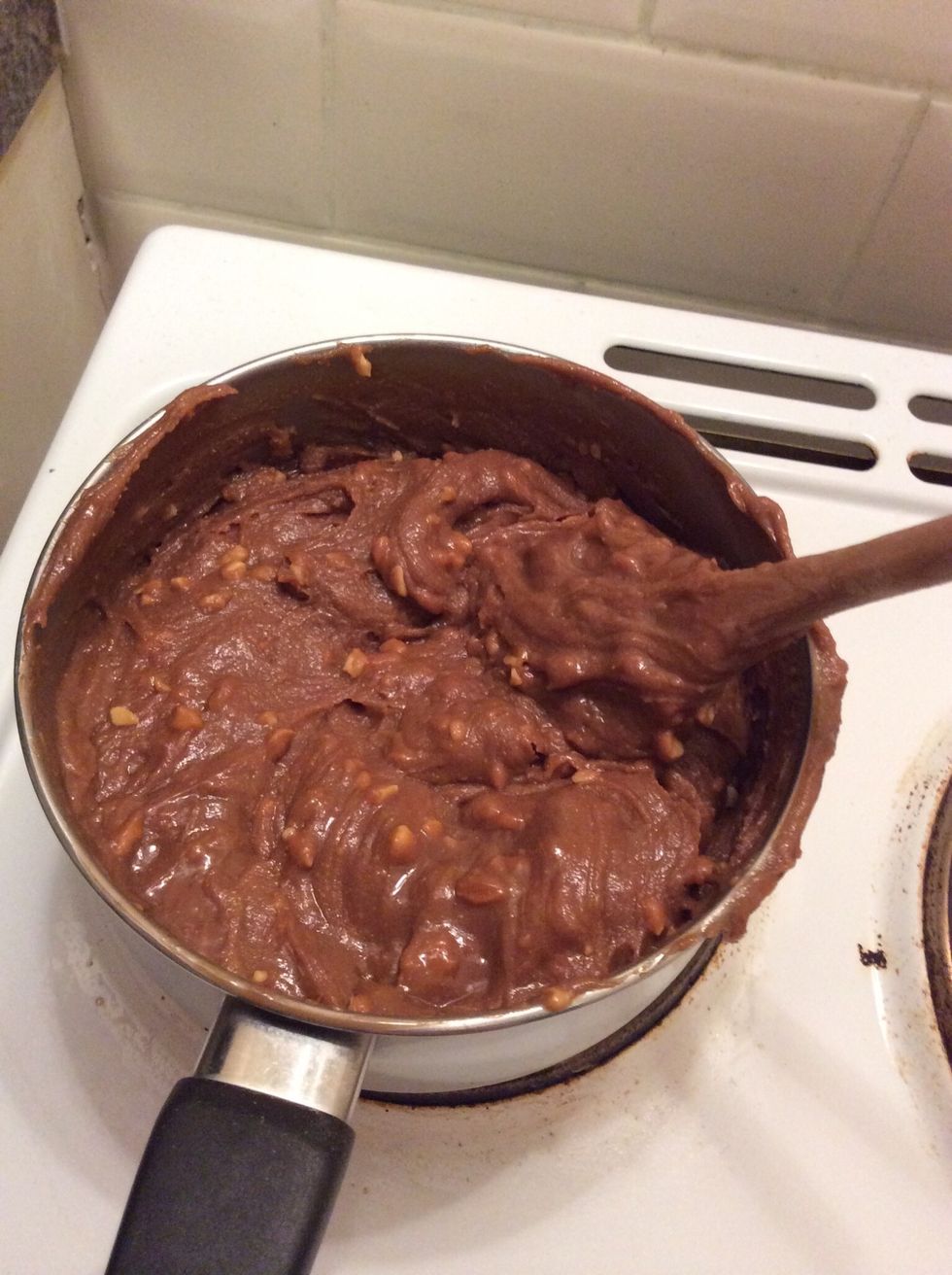 melt the peanut butter into the mixture (crunchy or smooth). You can always add an optional teaspoon of chocolate extract if you want to give more of a chocolate kick or use less PB. Experiment..