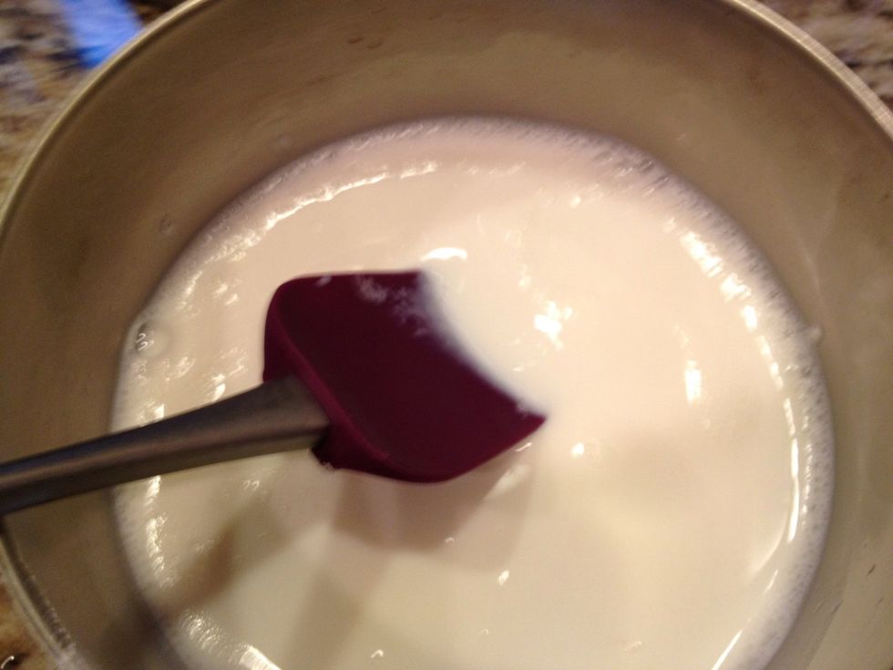 Melt the solid milk in the hot water. Wait for few minutes until the temperature goes down about 40F to add instant year. Let the liquid sit for 5 minutes.