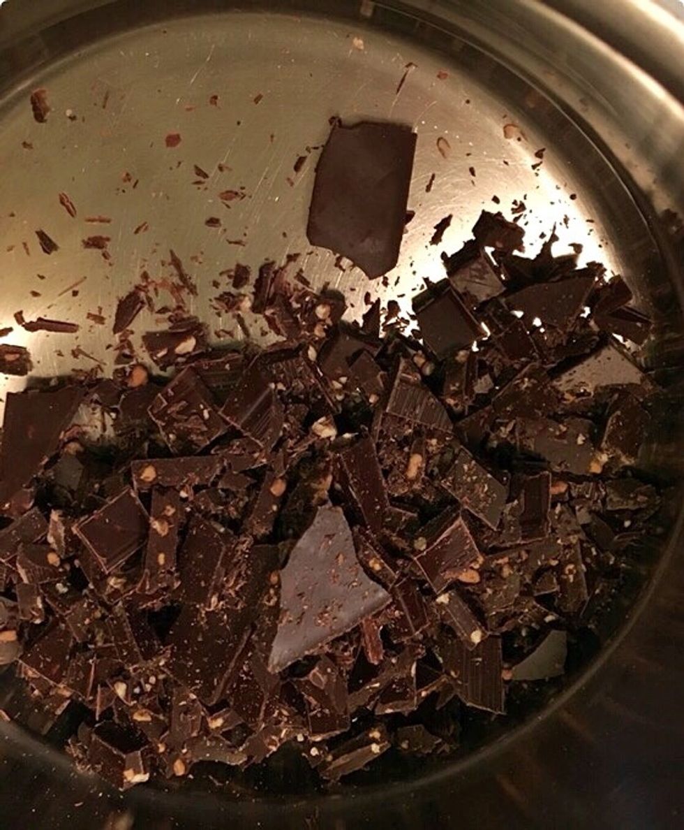 Melt with heavy cream in a pot.