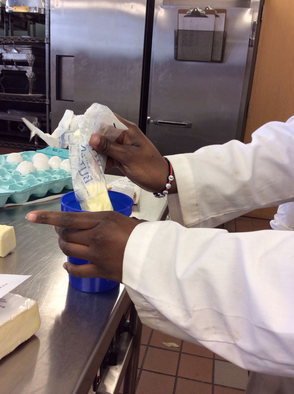 Melt your 1/2 cup butter in the microwave