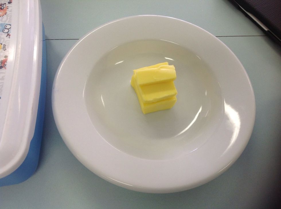 Melt your butter in the microwave for approx. 30 seconds.
