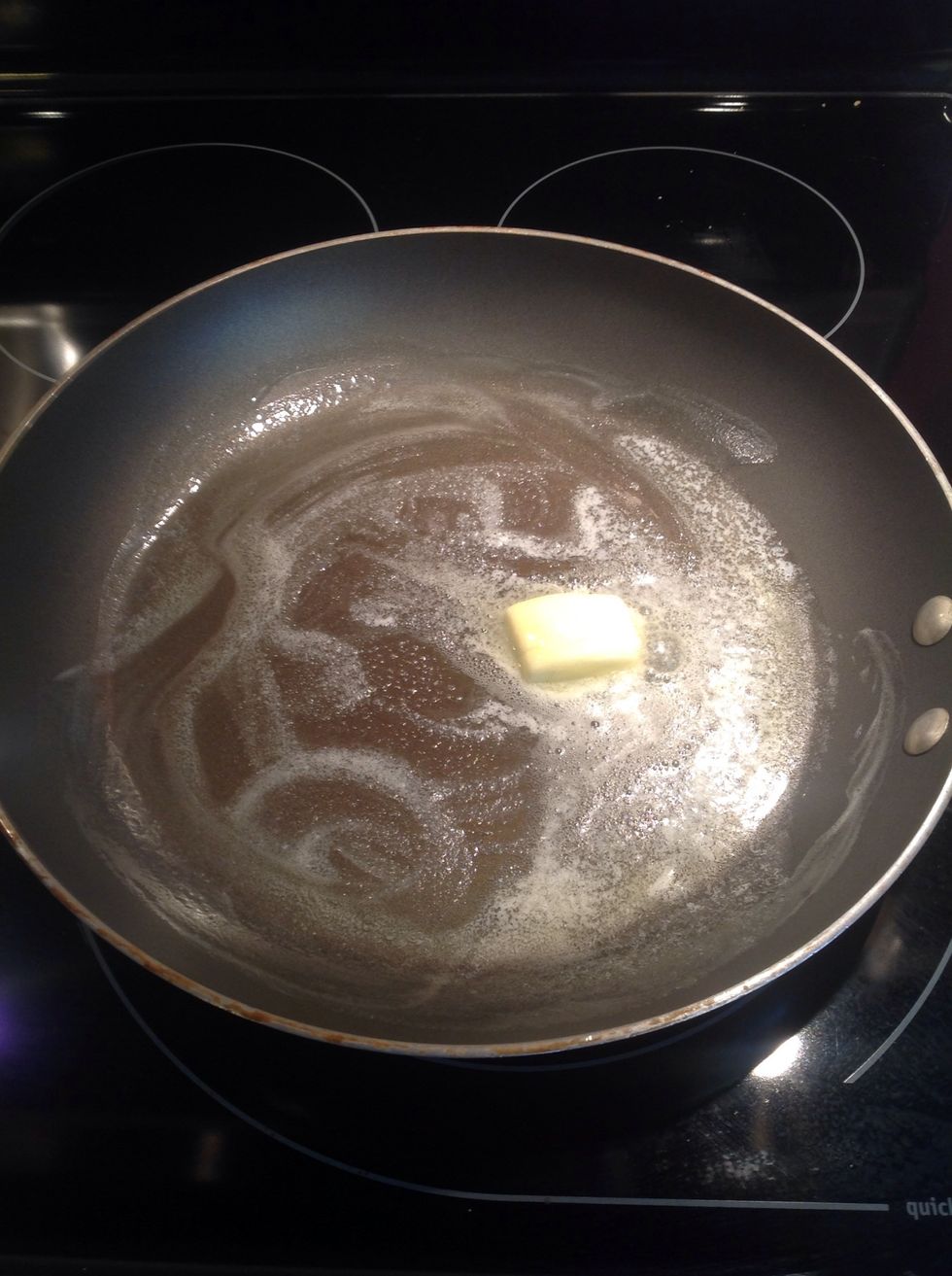 Melt your butter in the skillet.