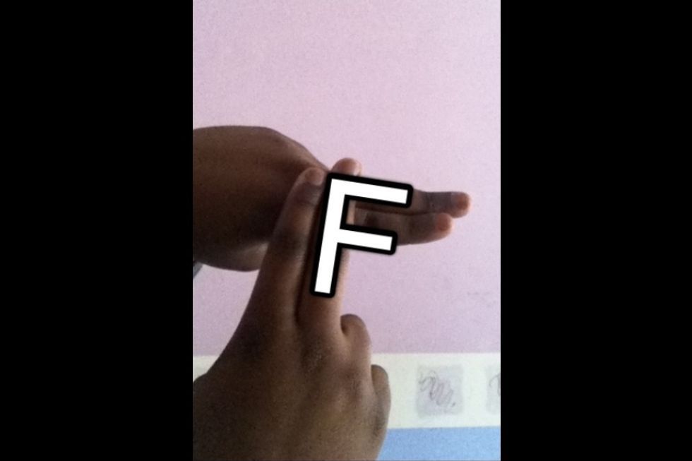 Memory Trick: If you open up the horizontal fingers, it looks more like a F