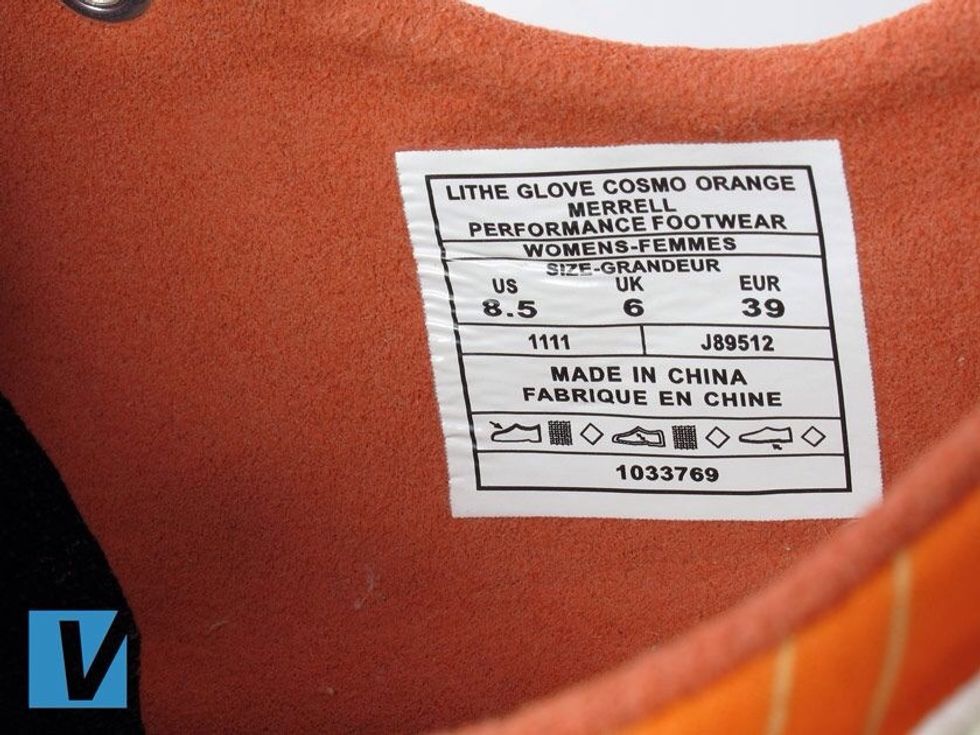 Merrell shoes feature a label on the inside of the shoe. Furthermore, check that the style number matches the style number featured on the retail box label.
