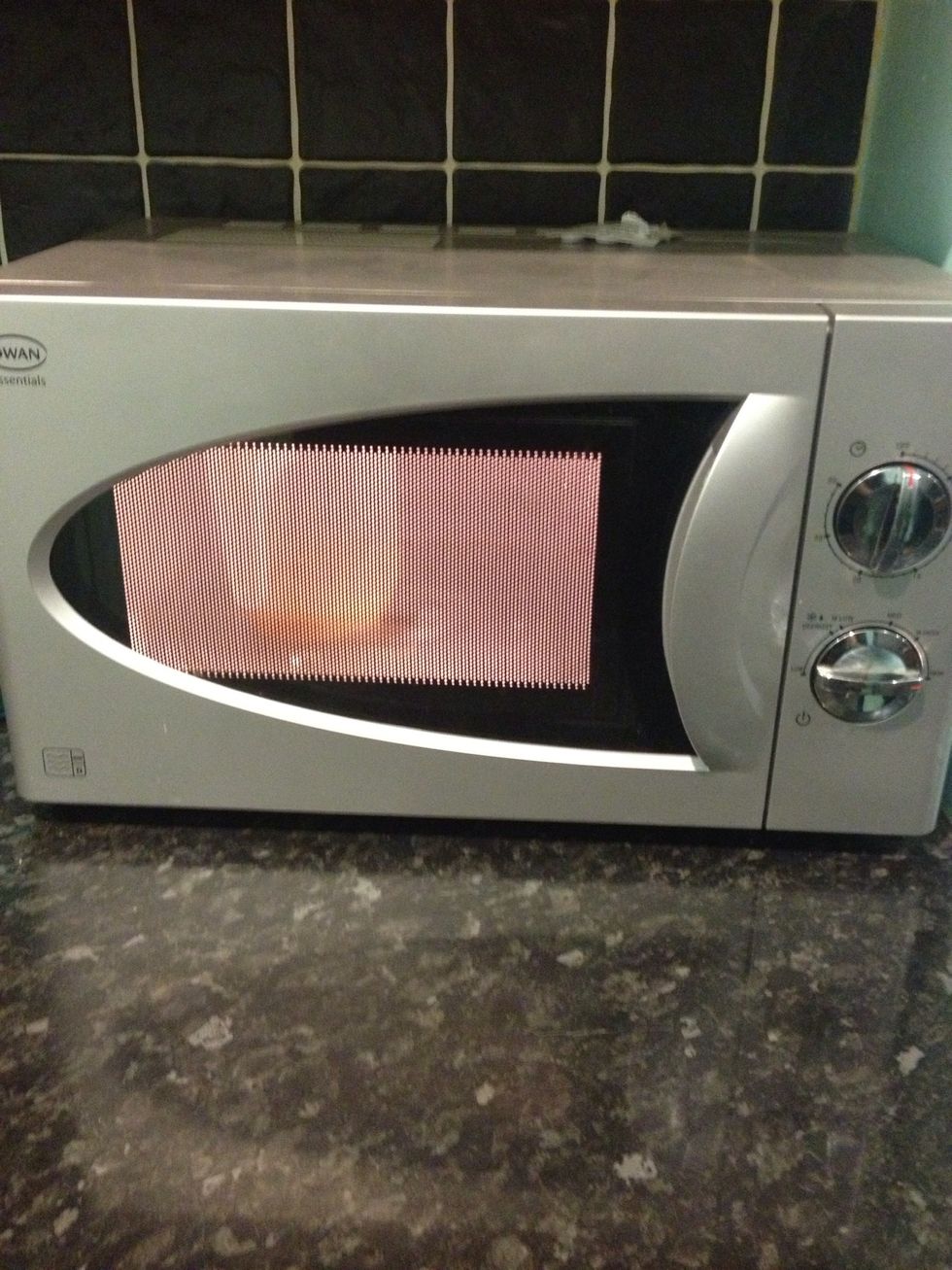 microwave for 20 seconds remove and stir repeat this. I added mine for another 30 seconds as I dont like mine moist but see what works for you.\ud83d\udc4c