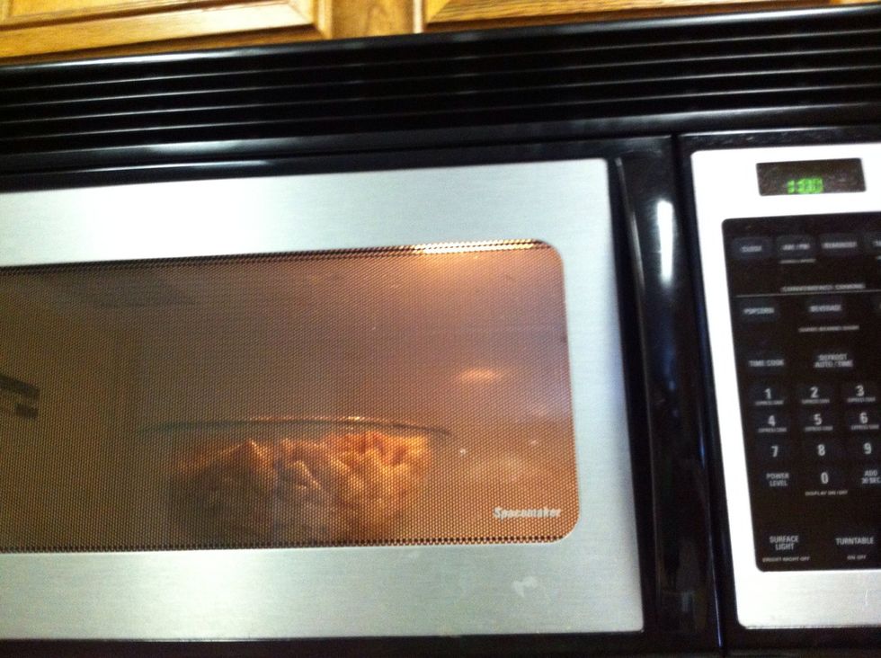 Microwave for 3 minutes, mixing every minute.