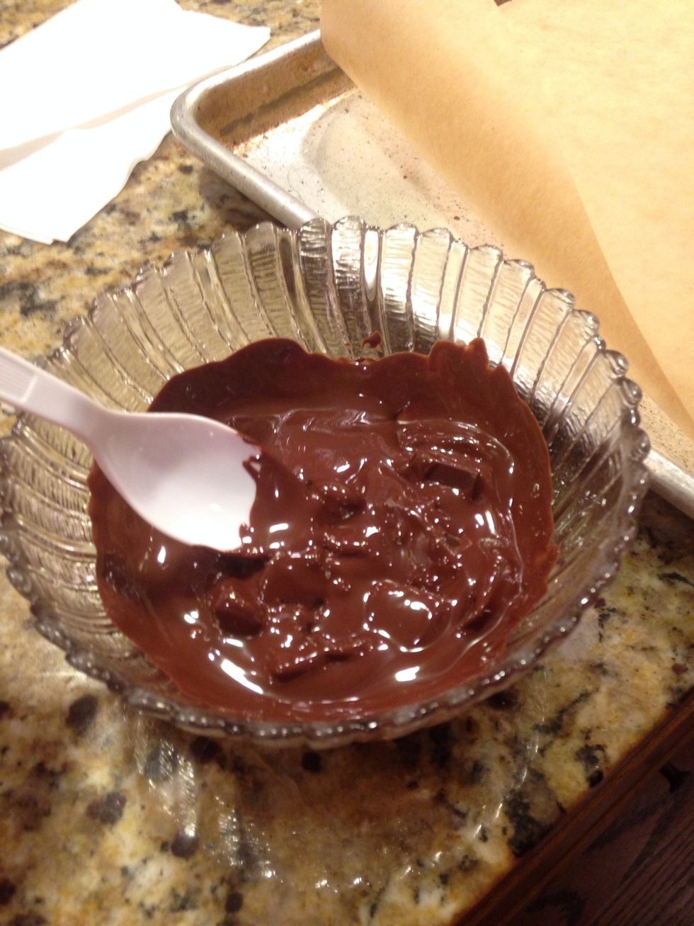 Microwave for one minute, stir, then for another 30 seconds. Careful, bowl is hot!