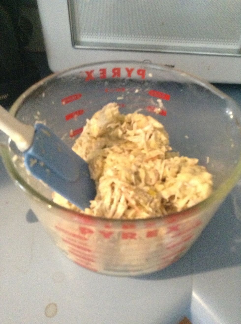 Microwave for two minutes to heat through chicken.