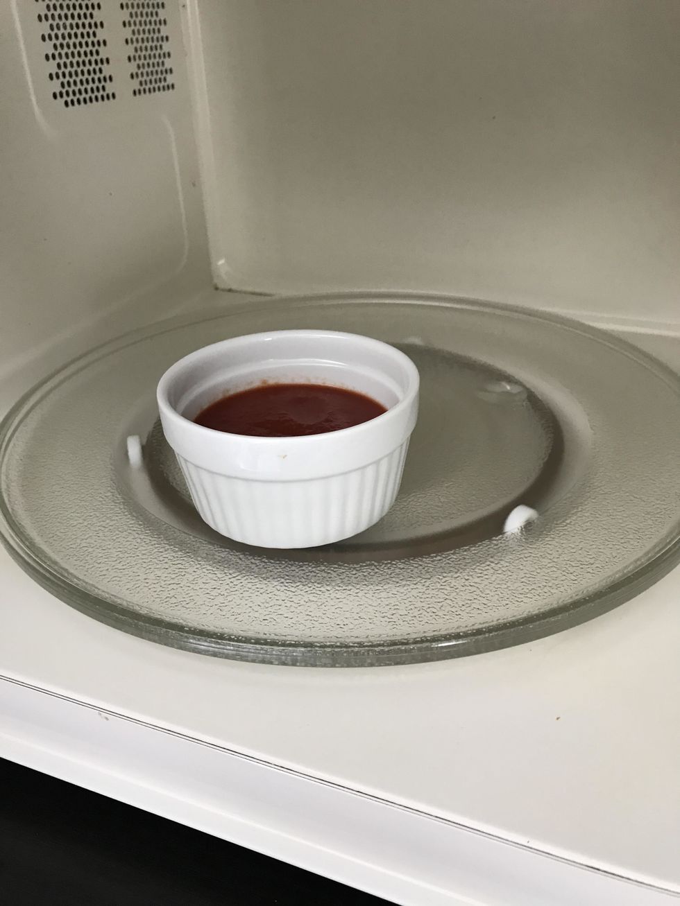 Microwave left over tomato sauce for about 20 seconds