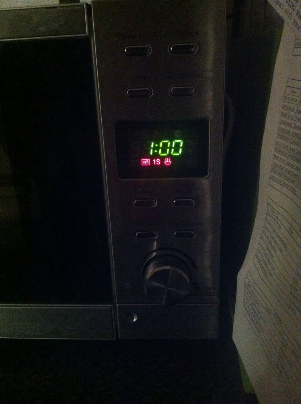 Microwave on a high power for 1min - 90 seconds.