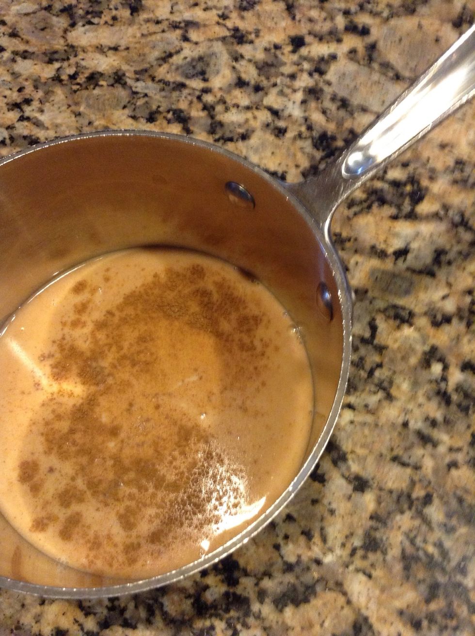 Milk, a little sugar and cinnamon to taste