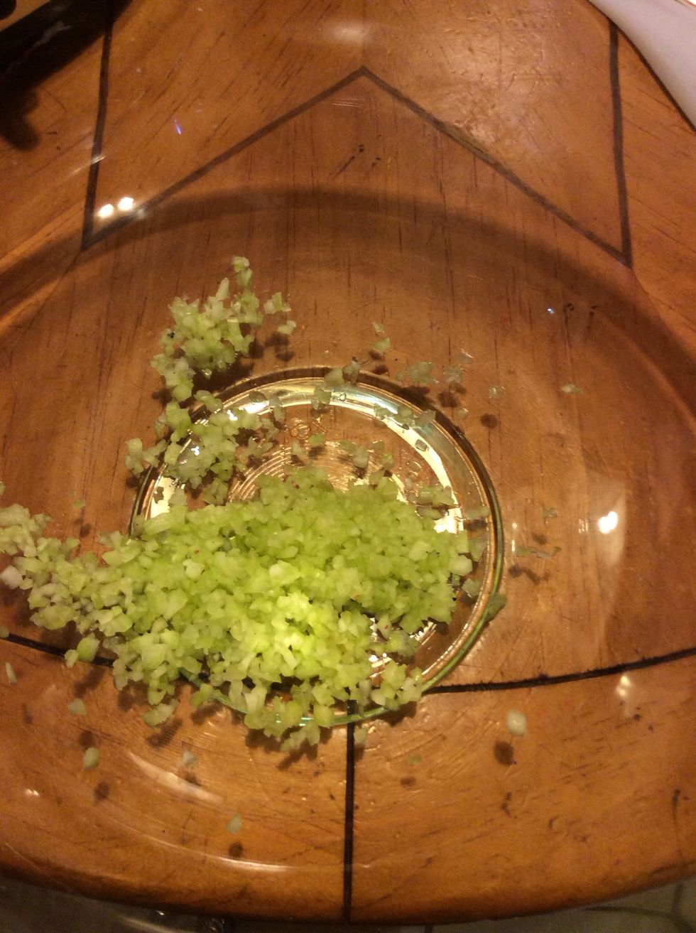 Mince celery and add to a large bowl...