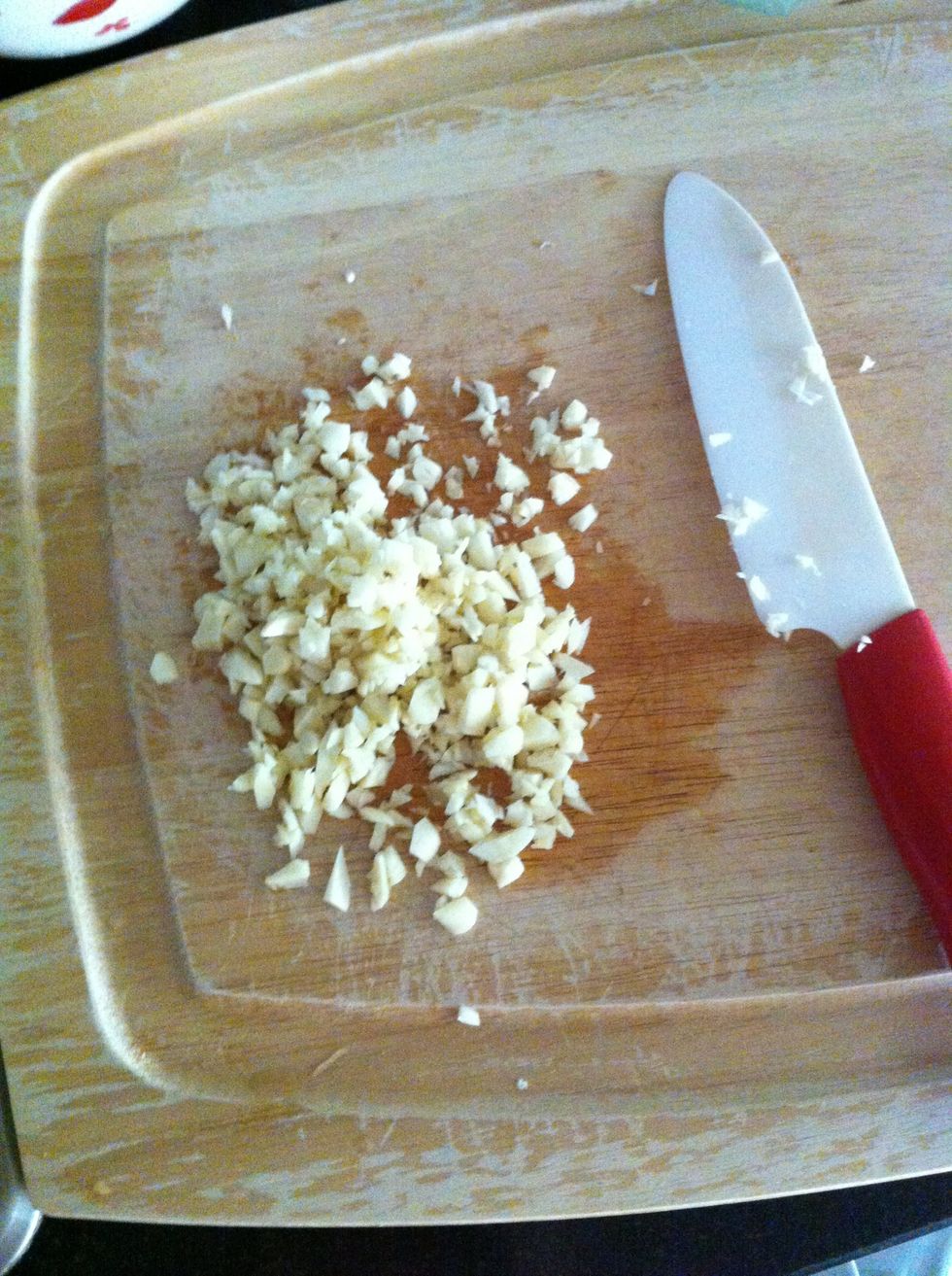 Mince garlic cloves (4-5 cloves...depending how garlicky you prefer)