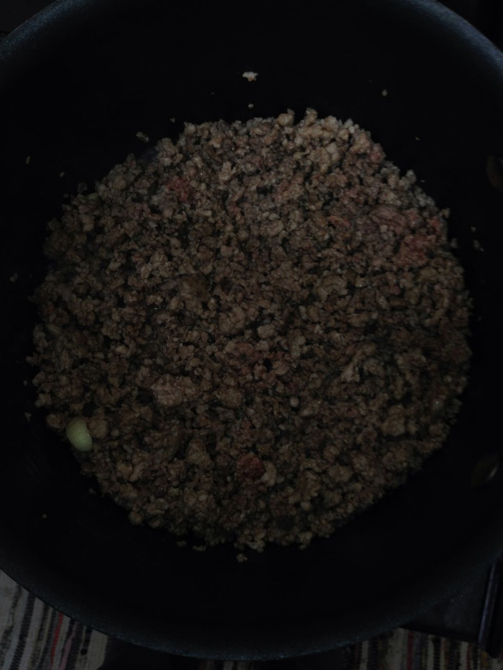 Mince mixed and slightly browned