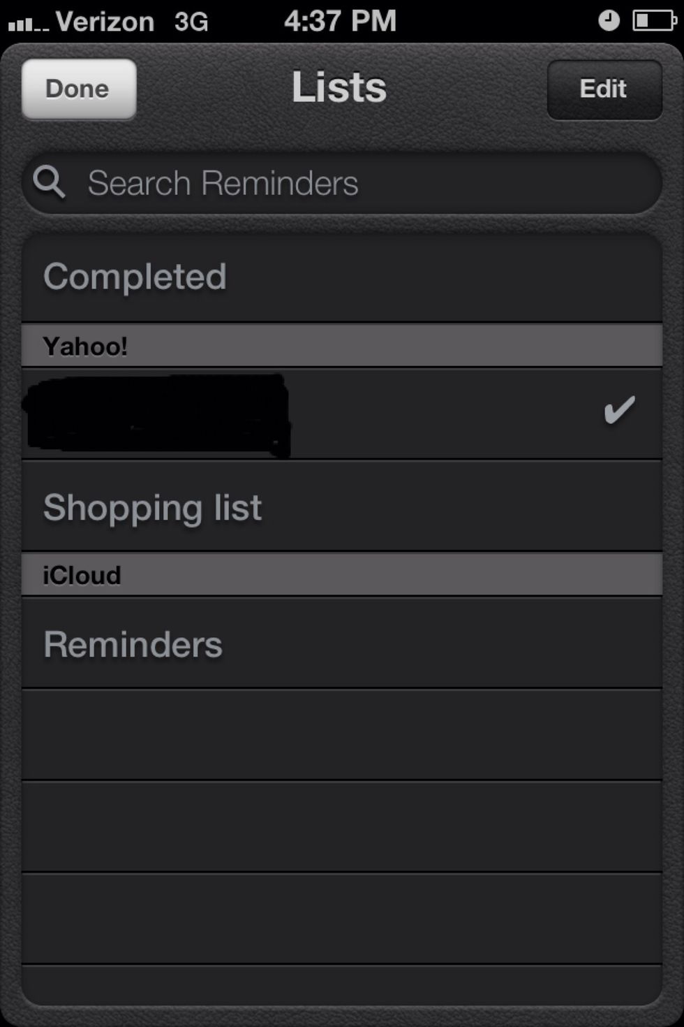 Mine is named Shopping List. Press Done until back to home screen