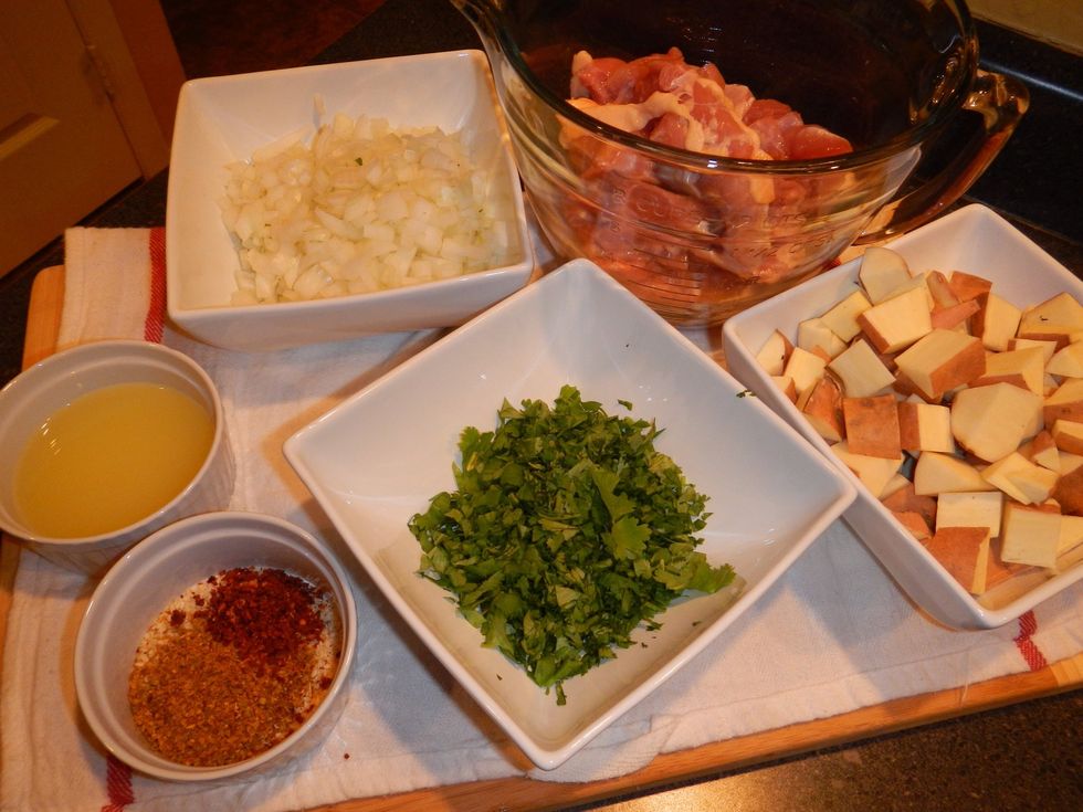 Mise en place...French for everything in its place. Much easier to prepare a dish if all your ingredients are ready to go!