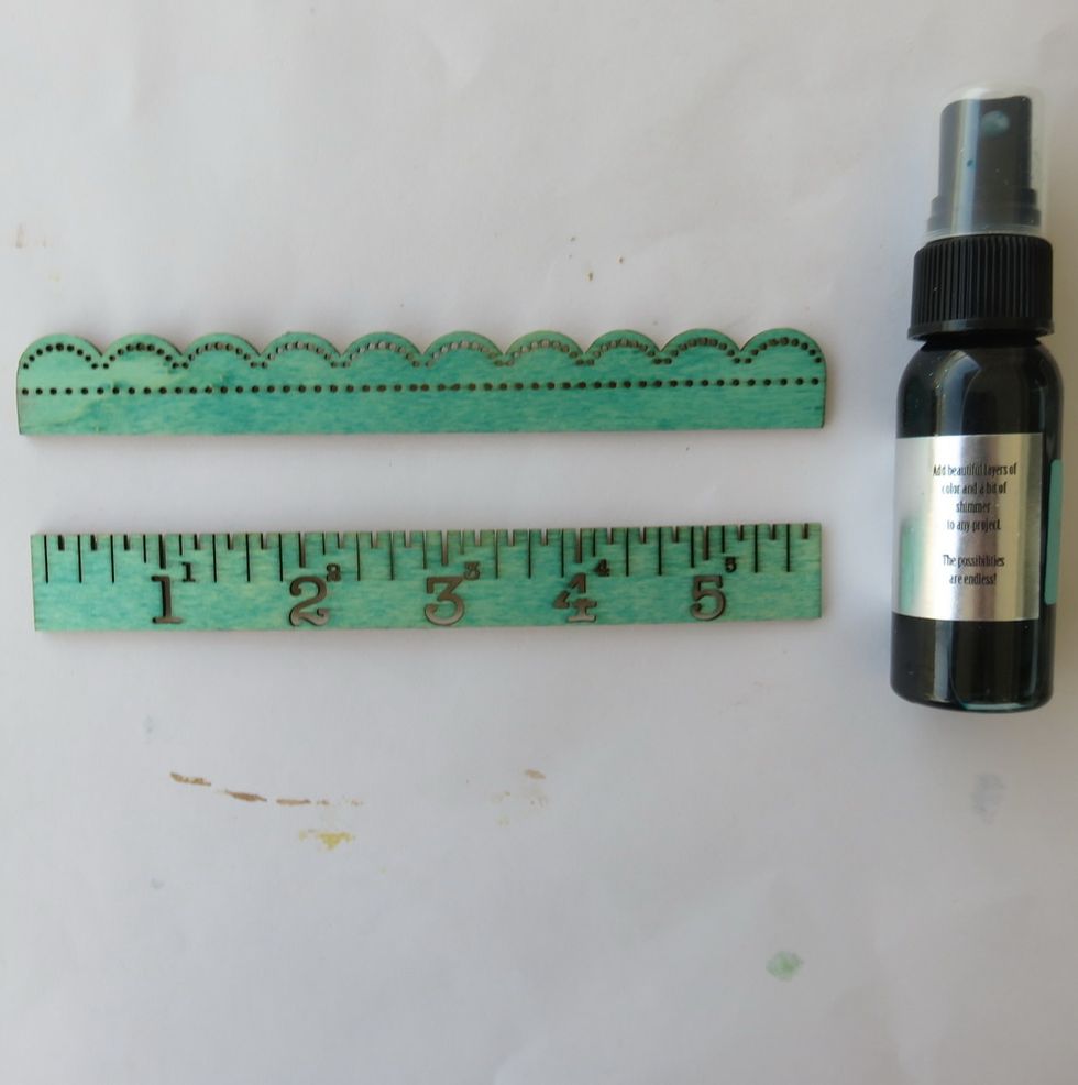 Mist the bare natural colors wooden pieces with Colorations Siesta Key spray. It covers the wood perfectly, but you can still see the wooden structure.