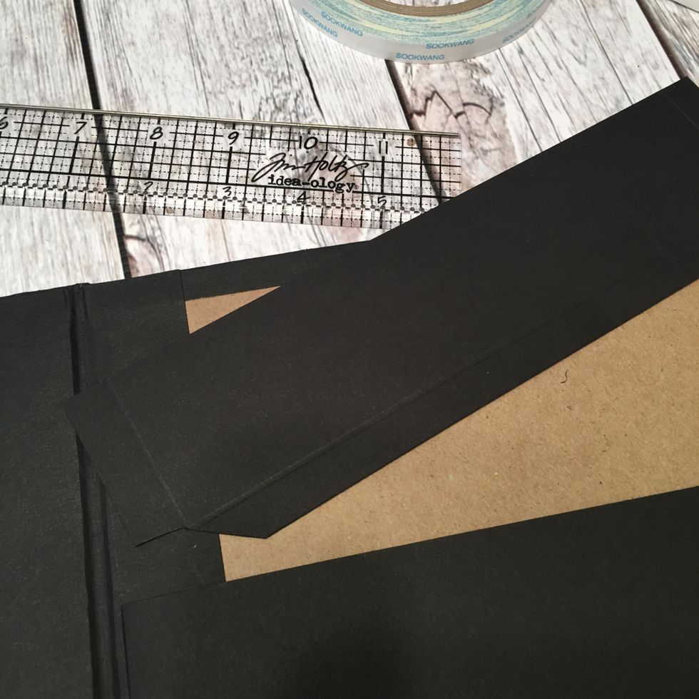 Miter cut the corners, apply tape to side hinges only.