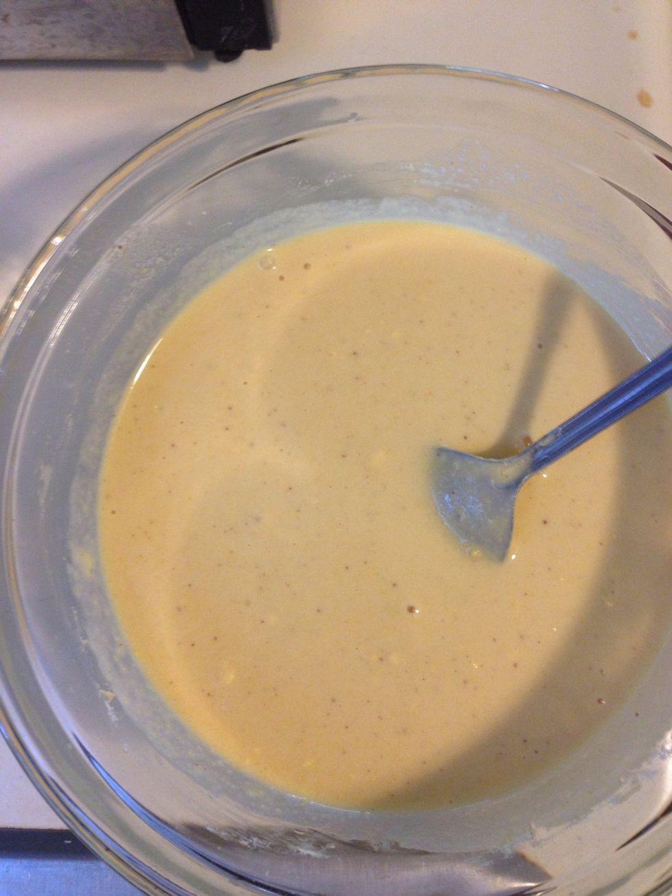 Mix 1 1/2  gram flour with 1 cup water to get a batter of thick consistency and allow to soak for about 10mins